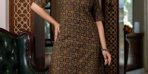 Ladies Summer Bloom Cotton A Line Kurti Set