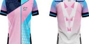 Printed Polo Pink Blue Dry Fit Cricket Jersey