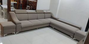 8 Seater L Shape Grey Sofa Set with China Handle