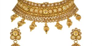 Wedding Wear Designer Golden Artificial Necklace Set