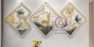 golden deer theme metal wall art