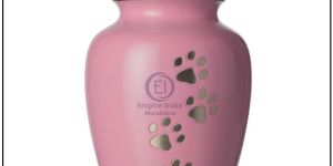paw print design pink aluminum pet cremation urn