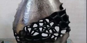 Black and Silver Decorative Aluminium Flower Vase