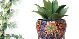 Decorative Round Metal Planter