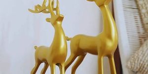 Golden Aluminium Deer Showpiece