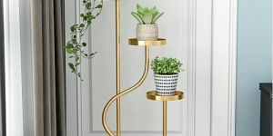 Metal Plant Stand with Marble Base