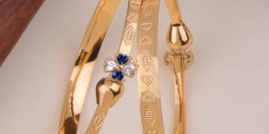 Beautiful White And Blue Stone Artificial Golden Bracelet