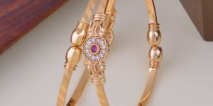 White And Maroon Stone Round Shaped Artificial Golden Bracelet