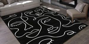 Black Rectangular 3d Carpet