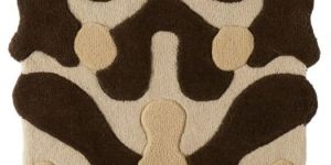 Terrain Abstract Tufted Wool Carpet Sculptural Cutout Design in Earth Tones