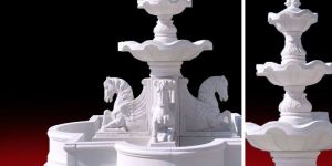 White Marble Horse Style Outdoor Fountain