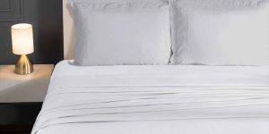 90x100 Inch My Trident White Satin Plain Cotton Bedsheet