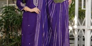 Purple Embroidered Chanderi Salwar Kameez