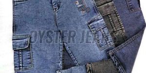 Boys Slub Denim Stretchable Regular Fit Cargo Jeans