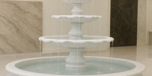 Classic Tiered White Marble Outdoor Fountain