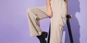 Ladies Sand Color Cargo Pant