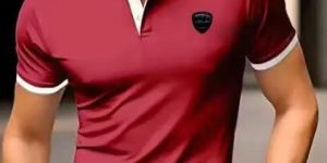 Mens Cotton Red Polo T Shirt