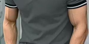 Polo Collar Contrast T-Shirt For Men (Dark Grey)