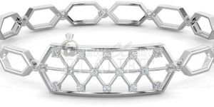 10K Gold Diamond Crystalline Hex Bracelet