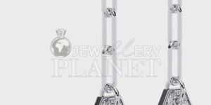 10k White Gold Cufflink Design Drop Earrings