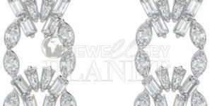 10K White Gold Marquise Diamond Chandelier Drop Earrings