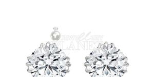10K White Gold Round Cut Diamond Stud Earrings