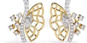 14k Gold Butterfly Shape Diamond Stud Earrings