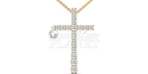 14K Gold Diamond Cross Pendant