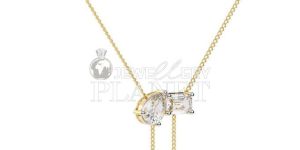 14K Gold Diamond Lariat Pendant