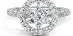 14K White Gold Flower Cluster Diamond Ring