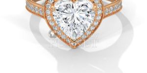 18K Gold Heart Halo Diamond Engagement Ring