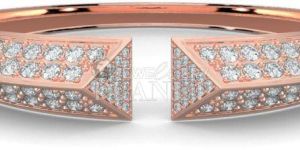 18K Gold Natural Triad Diamond Cuff Bracelet