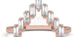 18K Rose Gold Chevron Baguette Diamond Ring