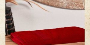 Crimson Red Bordered Bath Towel