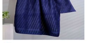Plush Ribbed Texture Navy Blue Bath Towel