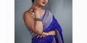 Royal Blue Banarasi Khaddi Georgette Saree