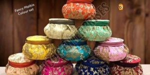 Multicolor Embroidery Matki Shape Bangle Box