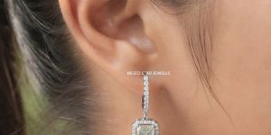 Halo Emerald Moissanite Earrings