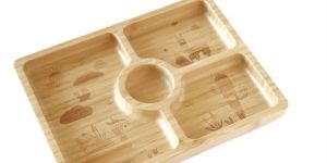 Bamboo Rectangular Multi Compartment Plate