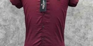 Men's Maroon Solid Casual Shirt