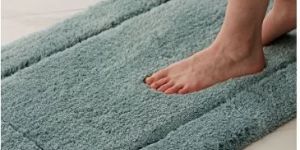 Teal Green Plain Cotton Bathroom Mat