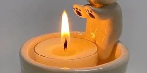 Katori Cat Diwali Ceramic Candle Holder