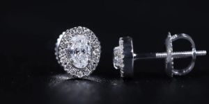 1.20Ct Oval Cut Lab Diamond Stud Earring 14K White Gold Vs Clarity E Color