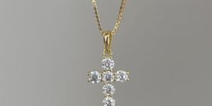 1Ct Round Cut Lab Diamond Cross Pendant 14K Yellow Gold Vs Clarity F Color