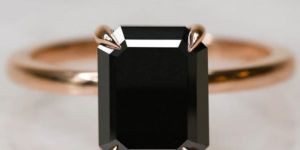 3Ct Radiant Cut Natural Black Diamond Solitaire Engagement Ring