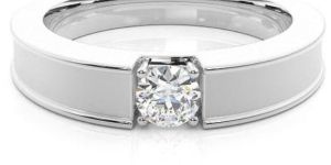 Men's 2Ct Round Cut Lab Diamond Solitaire Wedding Ring 14K White Gold