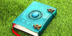 Handmade Leather Journal With Center Stone - 2 Lock