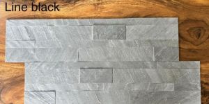 Line Black Stone Veneer Panel