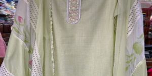 Cotton Creamy Unstitched Suit