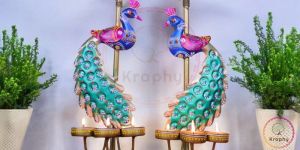 Iron t-light Peacock Show Pieces